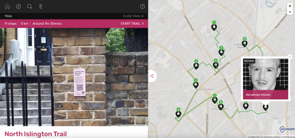 Image shows Humap's trail interface. 