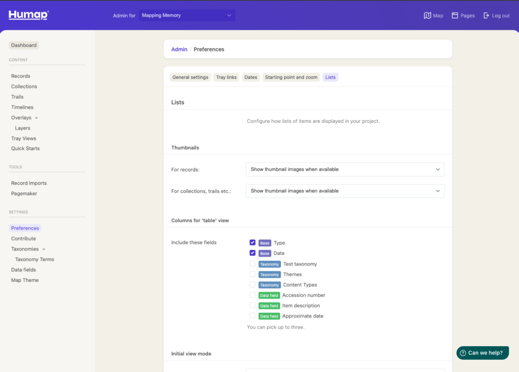 A screenshot demonstrating how to manage lists