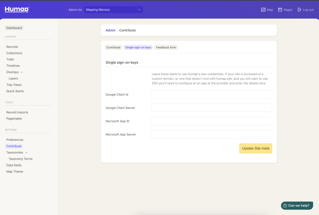A screenshot demonstrating how to manage the Contribute system