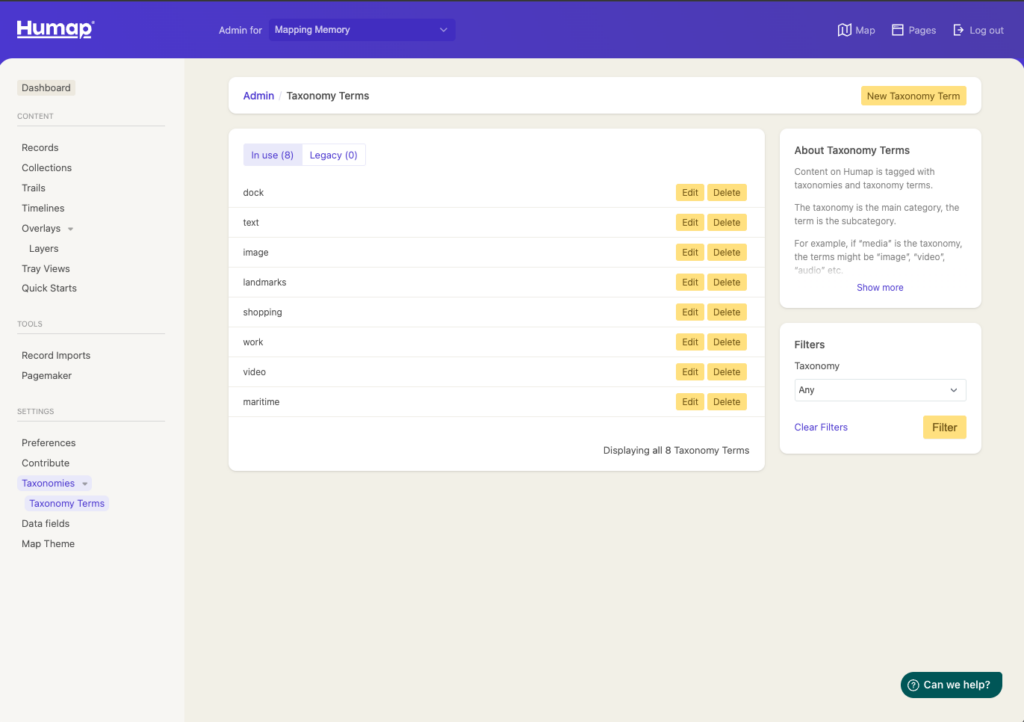 A screenshot demonstrating how to create Taxonomy terms