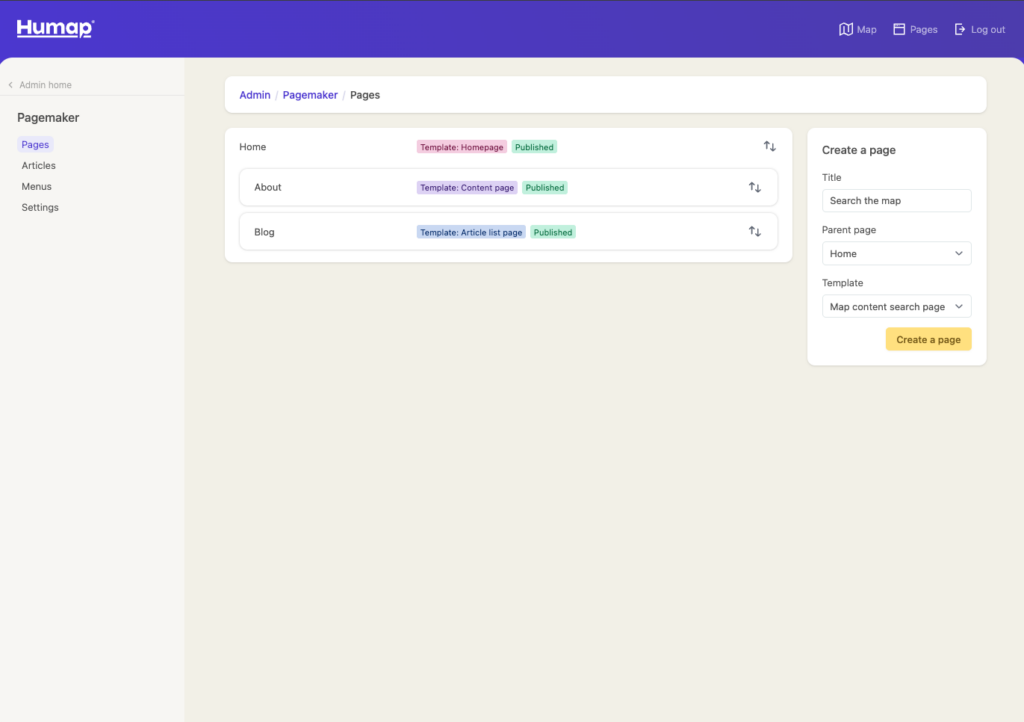 A screenshot demonstrating how to Create a map search page