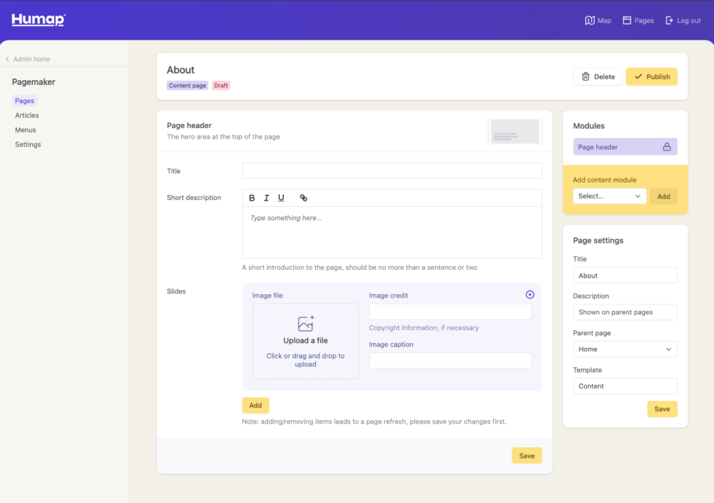 A screenshot of A blank content page