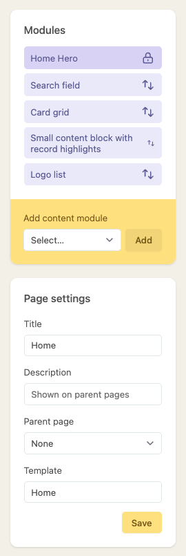 A screenshot demonstrating how to change the order of modules