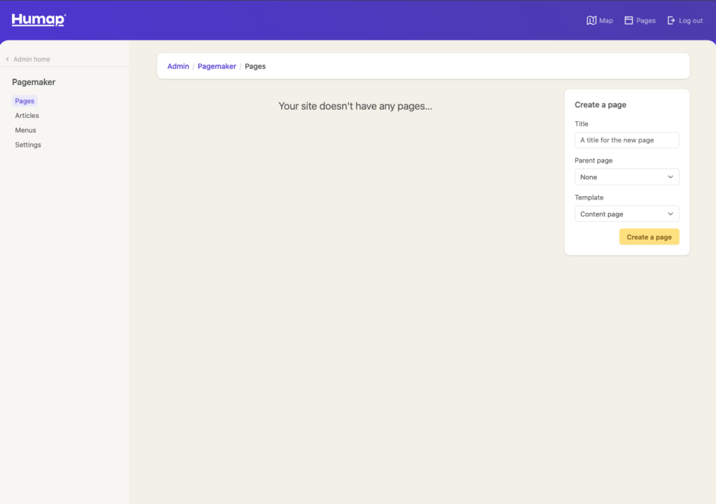 A screenshot of The Pagemaker dashboard