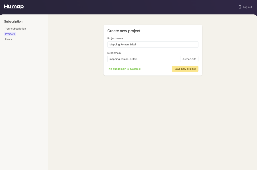 There are two fields on this screenshot: one where you can name your project, and one where an editable URL will autogenerate beneath.