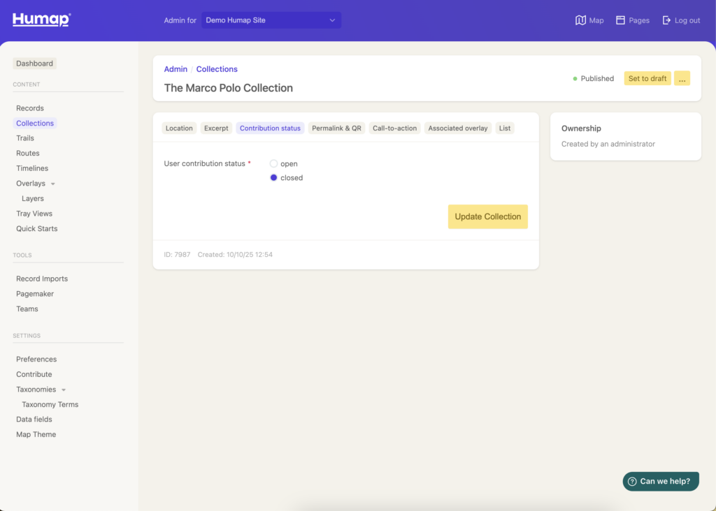A dropdown menu