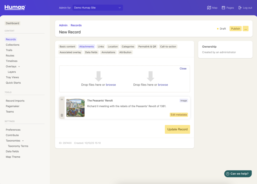 A window for uploading two images