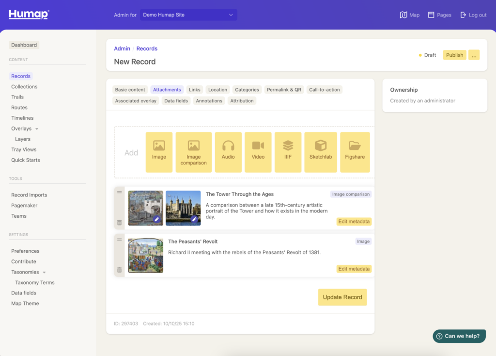 The two images are now listed as attached media