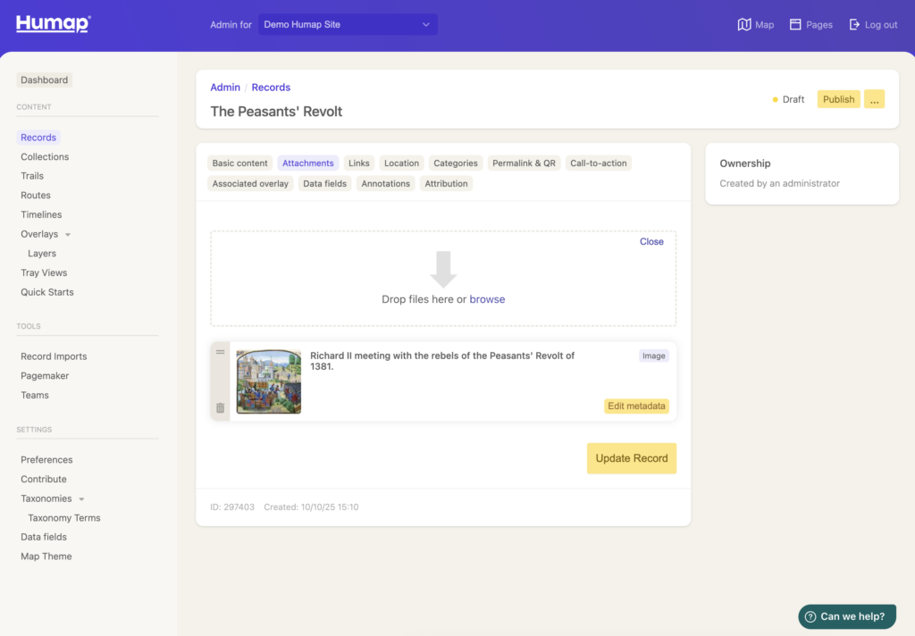 The image now has the assigned metadata next to it