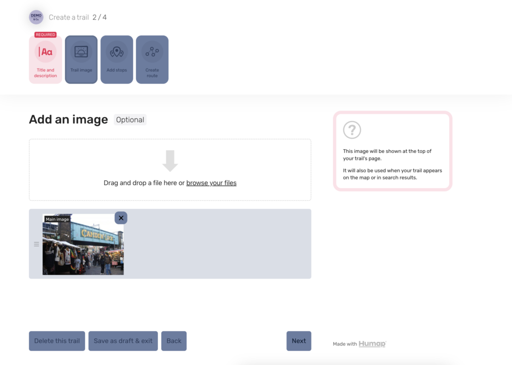 A window for adding an image