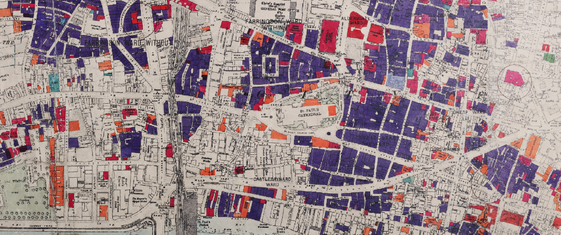 A screenshot of a map showing World War 2 bombing density in London
